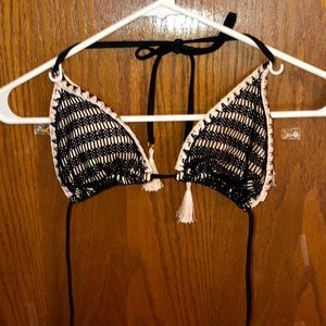 Target Black / Tan Bathing Suit with Fringe Tie